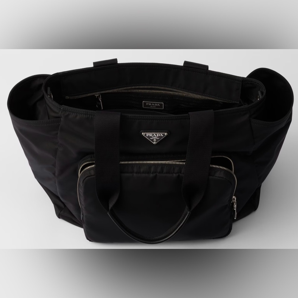 Prada Black Nylon Baby Bag Tote with Exterior Pocket
